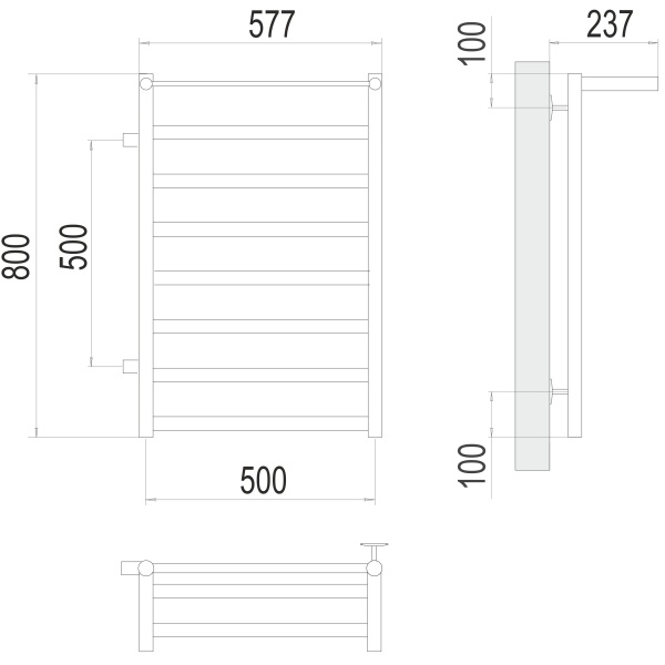Фото Полотенцесушитель TERMINUS Эконом Хендрикс П8 500х800 бп500 слева NEW*