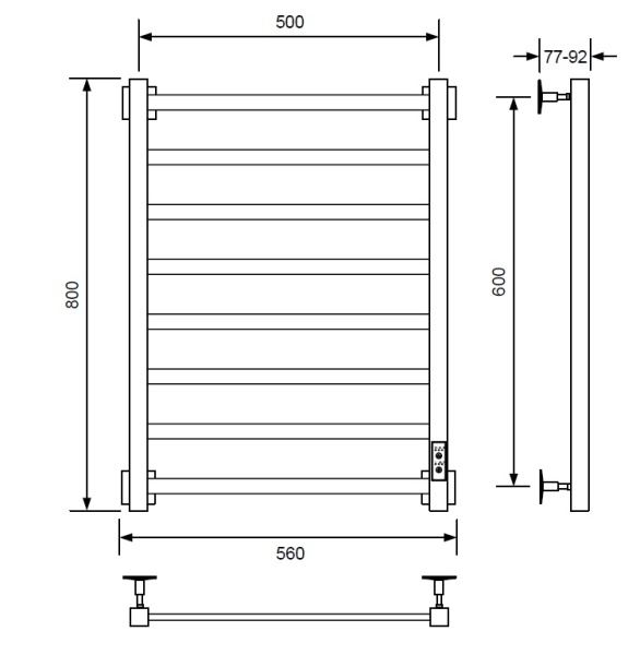 Полотенцесушитель электрический с/т Comfysan Рома-К (Roma-K) EC-8 80/50, белый - фото и схемы подключения