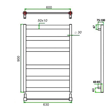 Фото Полотенцесушитель ГРОТА BREZZA 63/90