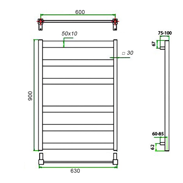Фото Полотенцесушитель ГРОТА BREZZA 63/90