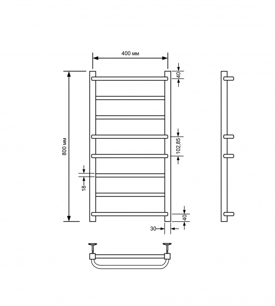 Фото Полотенцесушитель водяной Comfysan Пуро-К (Puro-K) W-8 80/40, хром