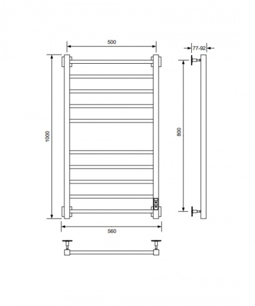 Полотенцесушитель электрический с/т Comfysan Юнико-К (Unico-K) EC-10 100/50, хром выбрать и сравнить в шоуруме или в онлайн магазине