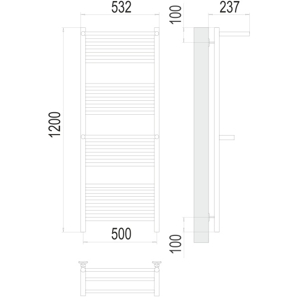Фото Полотенцесушитель TERMINUS Стандарт Аврора c 2-мя/п П22 500х1200 NEW