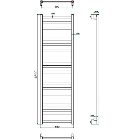 Фото Полотенцесушитель ГРОТА VENTO 53/150