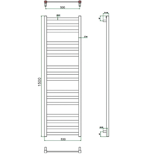 Фото Полотенцесушитель ГРОТА VENTO 53/150