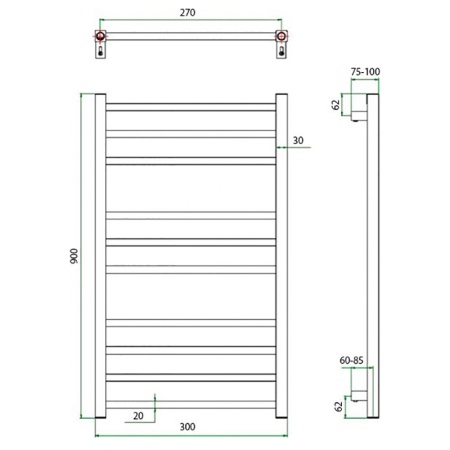 Фото Полотенцесушитель ГРОТА ESTRO 30/90*