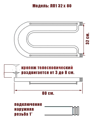 Фото Полотенцесушитель Ника ПЛ 32/80 с полкой