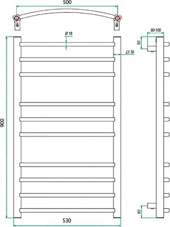 Фото Полотенцесушитель ГРОТА ECOCALMA 53/90