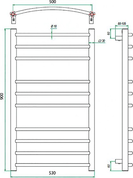 Фото Полотенцесушитель ГРОТА ECOCALMA 53/90