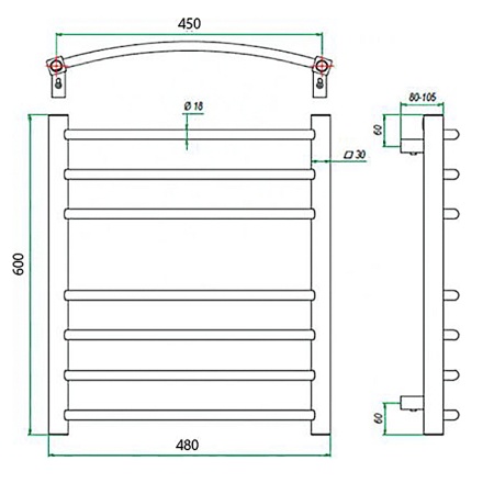 Фото Полотенцесушитель ГРОТА ECOCALMA 48/60