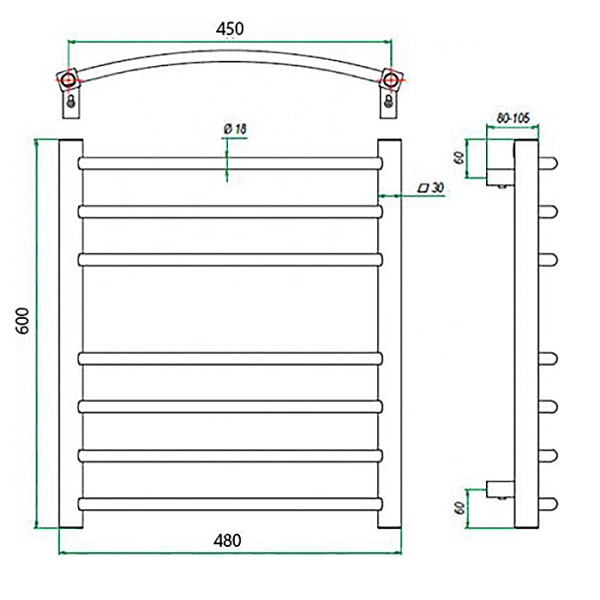 Фото Полотенцесушитель ГРОТА ECOCALMA 48/60