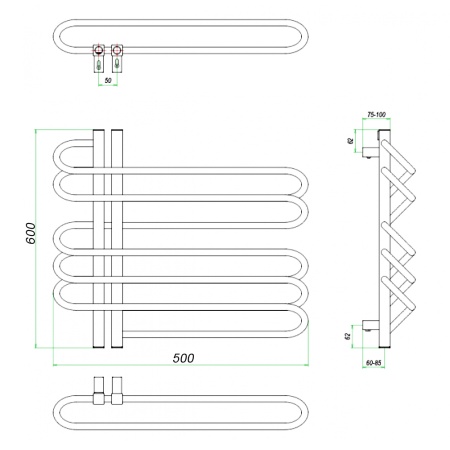 Фото Полотенцесушитель ГРОТА STELLE 50/60 L