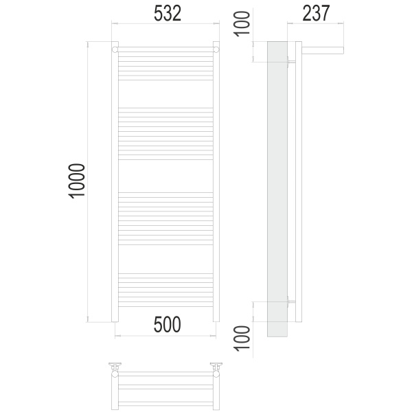 Фото Полотенцесушитель TERMINUS Стандарт Аврора с/п П20 500х1000 NEW