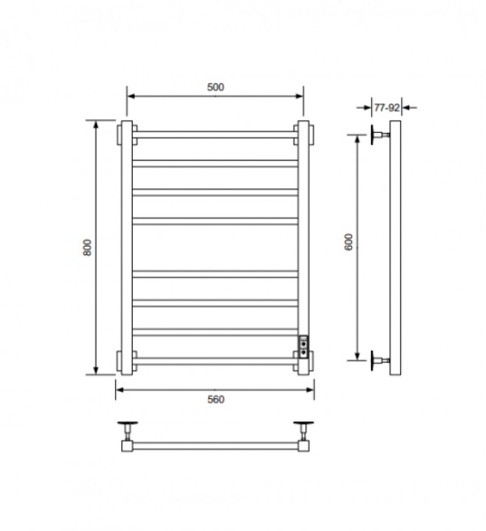 Полотенцесушитель электрический с/т Comfysan Юнико-К (Unico-K) EC-8 80/50, хром выбрать и сравнить в шоуруме или в онлайн магазине