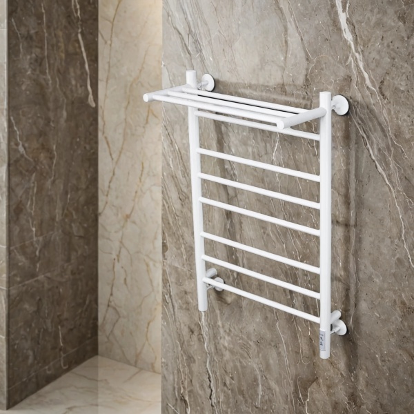 Полотенцесушитель электрический с/т Comfysan Люси (Luce) EC-8 80/50 с полкой, белый - фото и схемы подключения