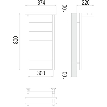 Фото Полотенцесушитель TERMINUS Стандарт Контур с/п П7 300х800 NEW