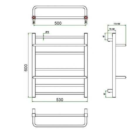 Фото Полотенцесушитель ГРОТА VISTA 53/60