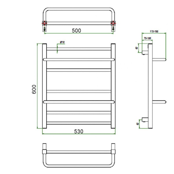 Фото Полотенцесушитель ГРОТА VISTA 53/60