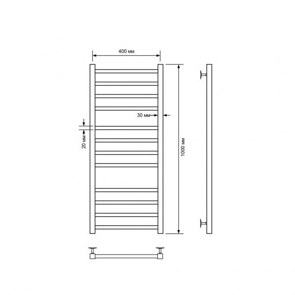 Фото Полотенцесушитель водяной Comfysan Пиоли-К (Pioli-K) W-10 100/40, белый