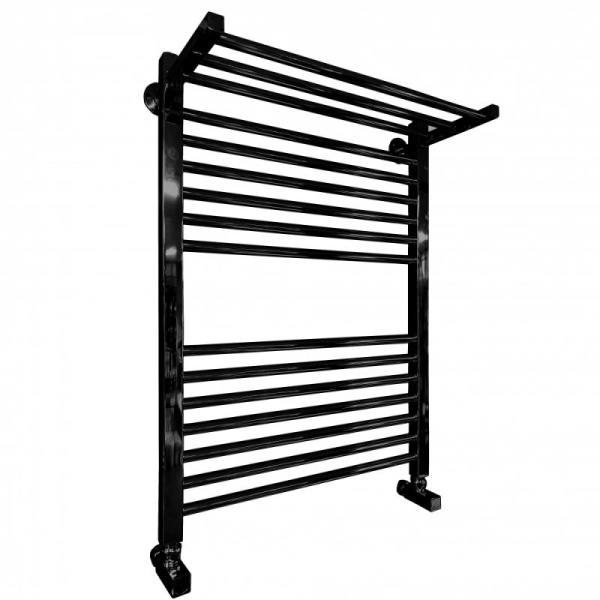 Фото Полотенцесушитель Ника ЛМ-3 80/50 RAL9005 черный матовый с вентилями (комплект люкс)*