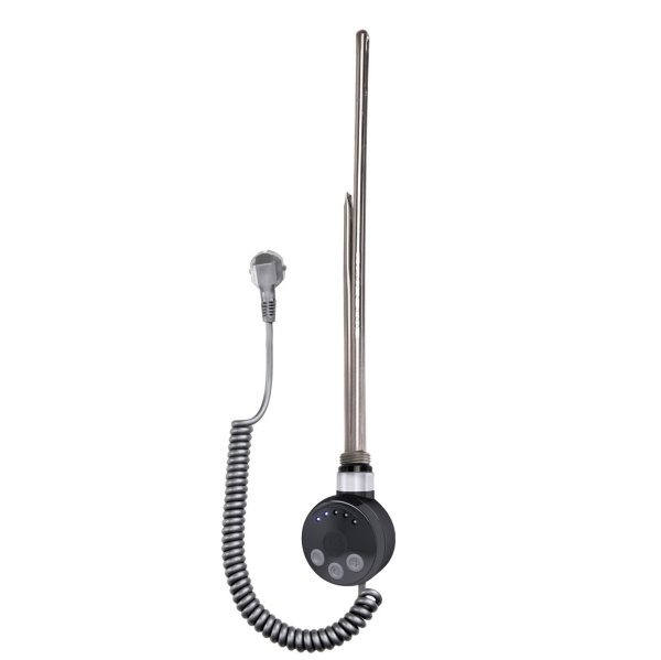 Электрический ТЭН Мег 1.0 300W RAL 9005 черный, кабель спиральный с вилкой купить оптом по выгодной цене в Москве