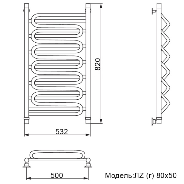 Фото Полотенцесушитель Ника ЛZ (Г) 80/50