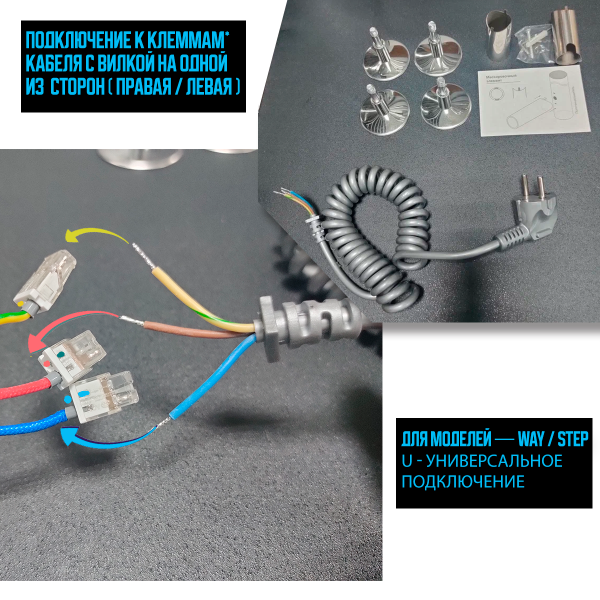 Полотенцесушитель Электрич.кабельный Ника ВЭЙ-3 60/40 U - фото и схемы подключения