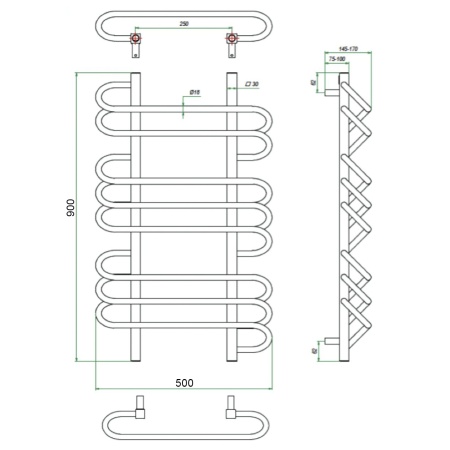 Фото Полотенцесушитель ГРОТА RIVOLO 50/90
