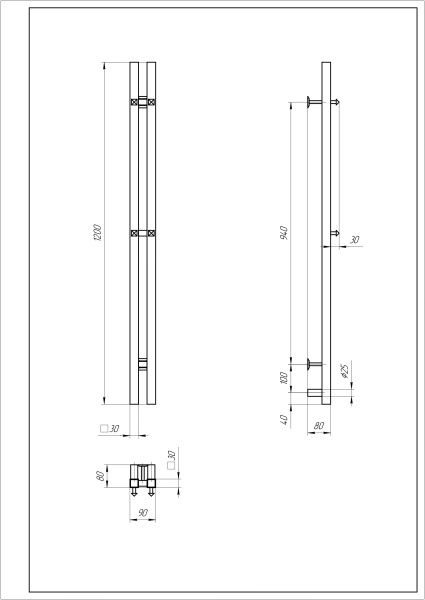 Полотенцесушитель электрический с/т Comfysan Альто-К (Alto-K) EC-2 120/6, матовое золото ЭК - фото и схемы подключения
