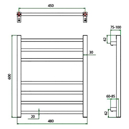 Фото Полотенцесушитель ГРОТА ESTRO 48/60