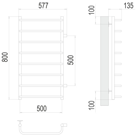 Фото Полотенцесушитель TERMINUS Эконом Стандарт П8 500х800 бп500 NEW
