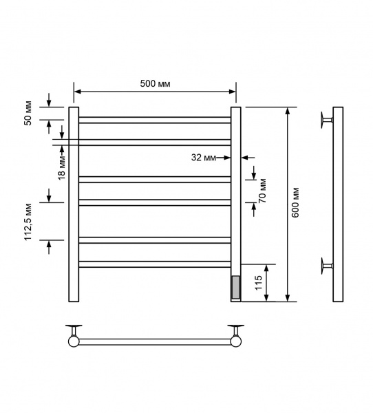 Полотенцесушитель электрический с/т Comfysan Люси (Luce) EC-6 60/50, черный - фото и схемы подключения