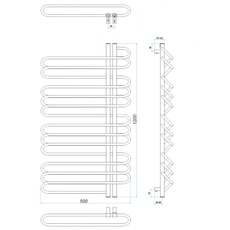 Фото Полотенцесушитель ГРОТА STELLE 50/120 R