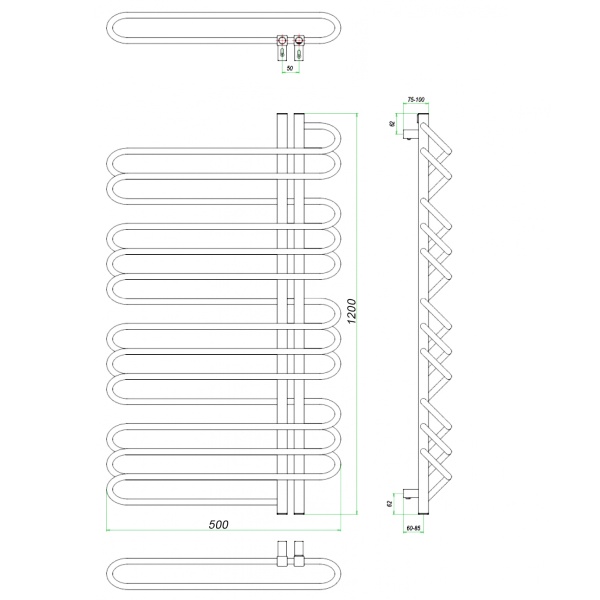 Фото Полотенцесушитель ГРОТА STELLE 50/120 R