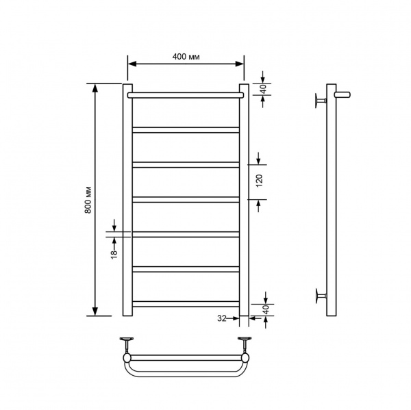 Фото Полотенцесушитель водяной Comfysan Капри (Capri) W-8 80/40 с полкой, черный