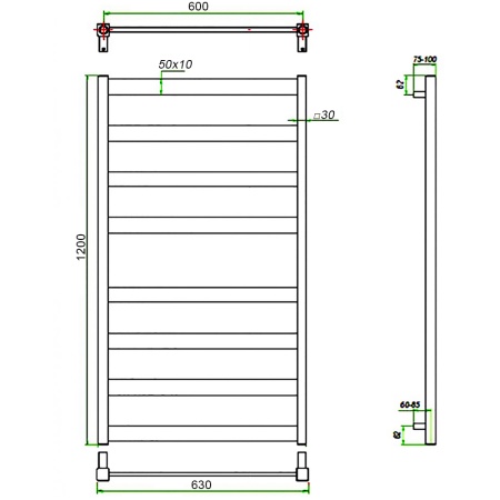 Фото Полотенцесушитель ГРОТА BREZZA 63/120