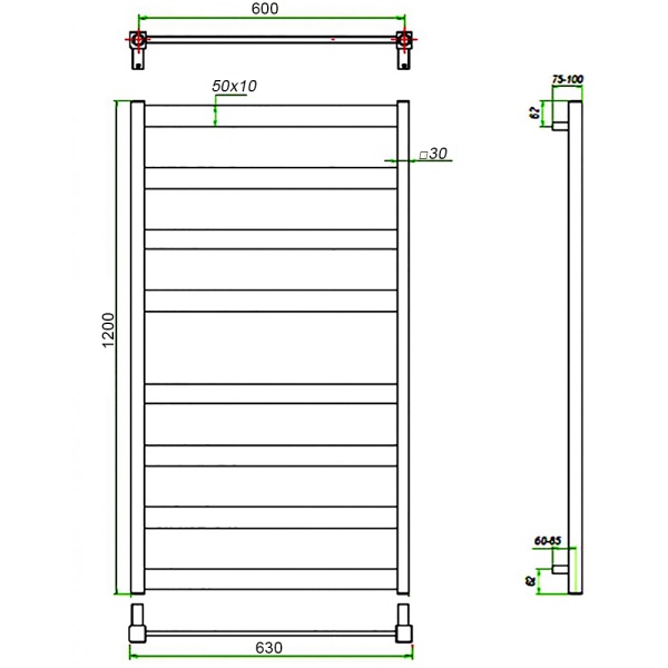 Фото Полотенцесушитель ГРОТА BREZZA 63/120