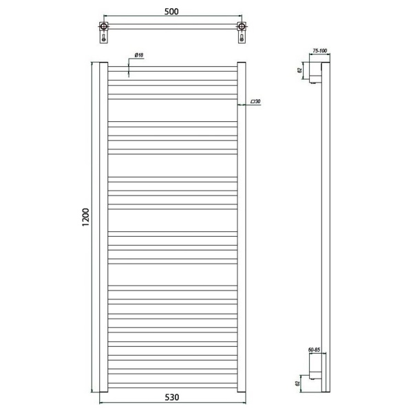 Фото Полотенцесушитель ГРОТА CLASSIC 53/120(-)